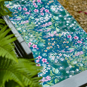 Water Resistant Bench Seat Pad Cottage Garden Teal, 3 of 6