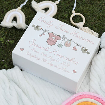 Personalised Baby Bunting Keepsake Memory Box, 2 of 4