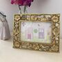 Gold Aged Filigree Flower Photo Frame – 6x4' 10x15cm Landscape Portrait, thumbnail 1 of 5