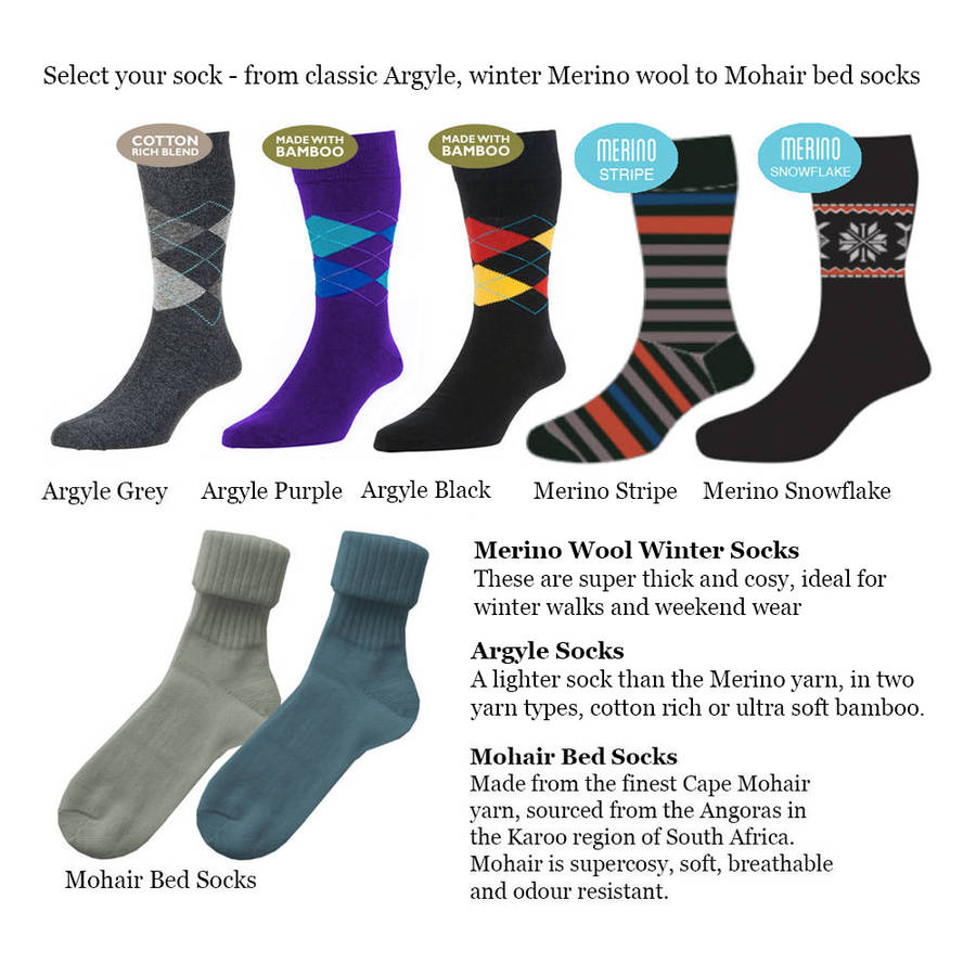 personalised box of men's gift socks by quirky gift library
