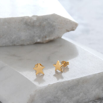 Star Stud Earrings Gold Or Rose Gold Vermeil, 2 of 6