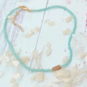 Beaded Choker Necklace Featuring A Small Carnelian Bead, 3 of 3
