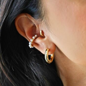 Medium Chunky Hoop Earrings In Gold Plating, 3 of 5