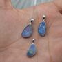 Blue Opal Pendant: Sterling Silver, Teardrop, thumbnail 6 of 8