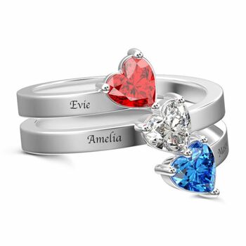 Heart Birthstone Sterling Silver Name Ring, 3 of 5
