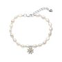 Kids Sterling Silver Daisy Charm And Freshwater Pearl Bracelet, thumbnail 1 of 2