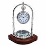 Personalised Chrome 9th Anniversary Desk Clock With Compass, thumbnail 3 of 8