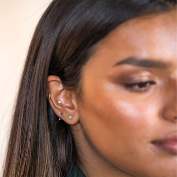 Tiffany Blue Opal Recycled Silver Stud Earrings, 3 of 5