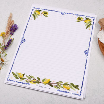 A4 Letter Writing Paper With Mediterranean Lemon Border, 3 of 4