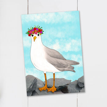 Floral Crown Seagull Postcard, 2 of 3