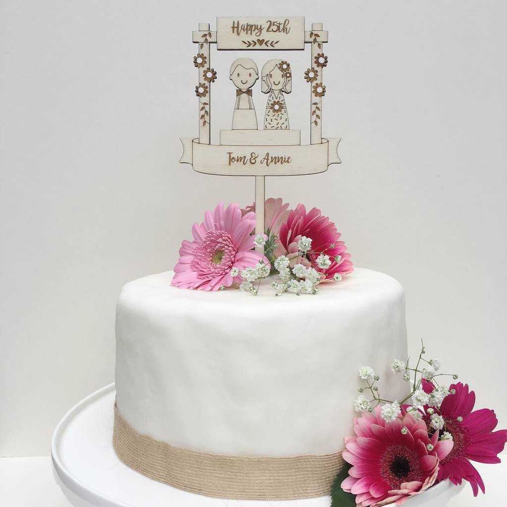 Personalised Wooden Wedding Anniversary Cake Topper By Just Toppers