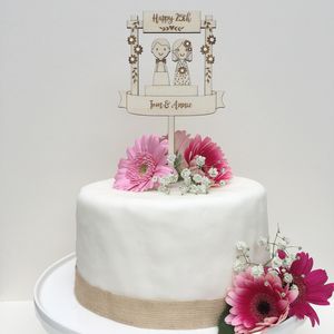 Personalised Wooden Wedding Anniversary Cake Topper By Just Toppers Notonthehighstreet Com