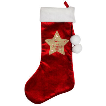 Personalised First Christmas Red Stocking, 2 of 3