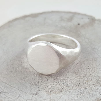 Silver Textured Signet Ring, 4 of 7
