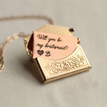 Personalized Engraved Gold Envelope Locket Necklace, 10 of 10