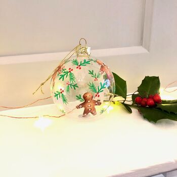 Christmas Gingerbread Glass Bauble, 2 of 3