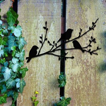 Rusty Metal Birds On A Branch Garden Gift Art Decor, 4 of 10