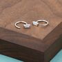 Vertical Baguette Cut Cz Huggie Hoop Earrings In Sterling Silver, thumbnail 7 of 11