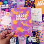 Colourful 'Happy Birthday' Purple Pattern Card, thumbnail 1 of 6