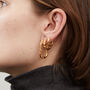 Rectangle Hoop Earrings Silver With Gold Plating, thumbnail 3 of 3