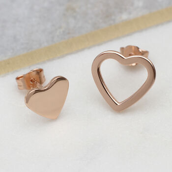 Gold Plated Or Silver Mismatched Heart Stud Earrings, 2 of 7