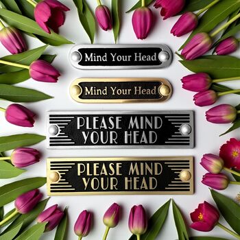 Mind Your Head Metal Door Sign Art Deco Or Modern, 6 of 6