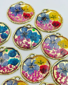 Pressed Flowers Dangling Earrings Small Hand Made, 9 of 12