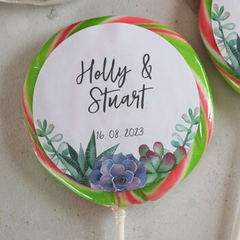 Personalised Succulent Theme Wedding Giant Lollipops, 2 of 4