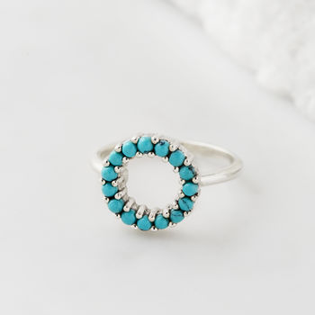 Halo Radiance Turquoise Ring In Silver, 2 of 12