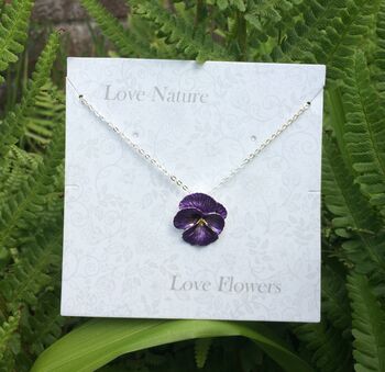 Pansy Purple Flower Pendant Necklace, 3 of 5