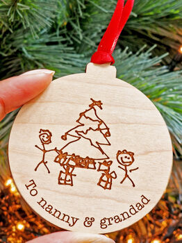 Personalised Wooden Child's Drawing Bauble, 2 of 12