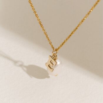 Gold Baroque Pearl And Initial Necklace, 4 of 4