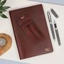 Personalised Brown Leather Journal And Pen Set Holder, thumbnail 1 of 4