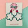 Blue Glitter Flower Earrings, thumbnail 1 of 2