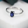 Sterling Silver Created Blue Sapphire Oval Ring, thumbnail 1 of 12