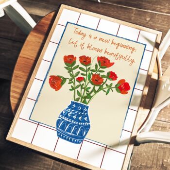 Personalised Kitchen Typography Floral Print With Custom Message, 2 of 7