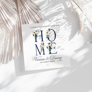 Personalised New Home Card. Navy Letters Design, 2 of 2