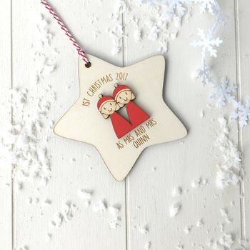 Personalised First Christmas As Mrs And Mrs Decoration, 2 of 5