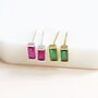 Dainty Baguette Birthstone Stud Earrings, thumbnail 3 of 8