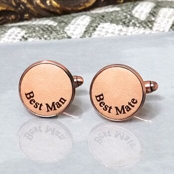 Personalised Curve Engraved Real Leather Cufflinks, 4 of 12