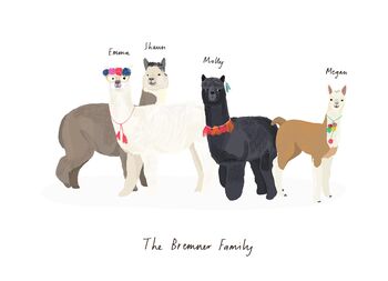 Personalised Llama And Alpaca Family Print, 2 of 3