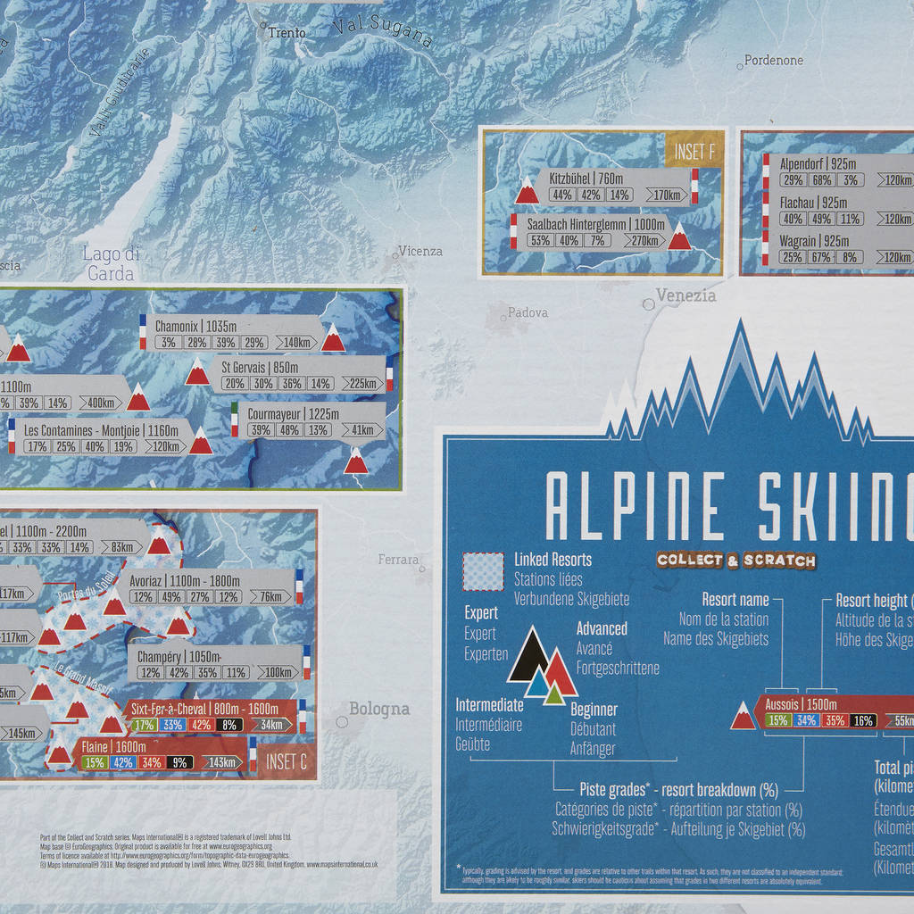  Maps International - Scratch Off USA Map Skiing Print - 17 x  22 inches : Office Products