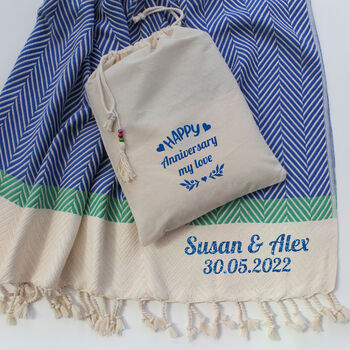 Personalised Soft Cotton Throw, Cotton Anniversary Gift, 5 of 12