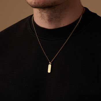 Engraved Bar Pendant Chain Necklace For Men And Women, Name Jewelry, 2 of 11