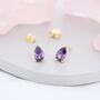 Sterling Silver Pear Cut Amethyst Cz Earrings, thumbnail 2 of 12