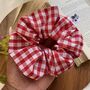 Red Gingham Cotton Scrunchie Hair Tie, thumbnail 1 of 3