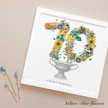 Personalised 70th, 80th, 90th Birthday Floral Collage, 7 of 12