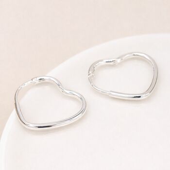 Sterling Silver Heart Hoop Sleeper Earrings – 22mm, 2 of 9