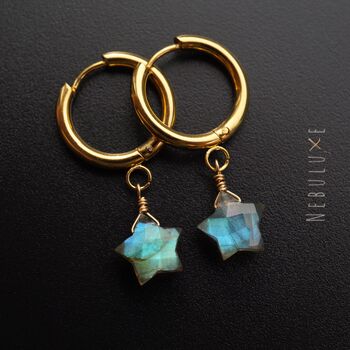 Labradorite Star Hoop Earrings, 3 of 9