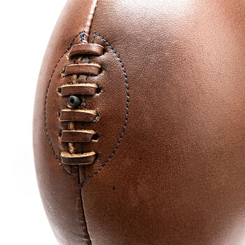 Vintage Full Cowhide Leather Rugby Ball – Handcrafted, 8 of 8